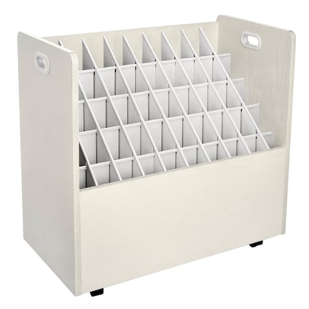 Adiroffice 50-Compartment Mobile Wood Roll File Storage Organizer in White ADI626-WHI-MK